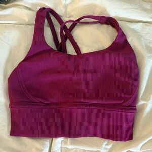 LULULEMON Energy Longline Bra Ribbed Luxtreme Medium Support Deep Fuschia 4